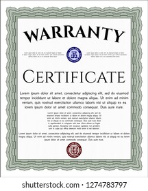 Green Vintage Warranty template. With complex background. Money Pattern design. Customizable, Easy to edit and change colors. 