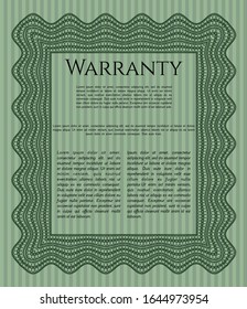 Green Vintage Warranty template. With complex background. Good design. Vector illustration. 