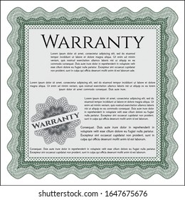 Green Vintage Warranty template. With complex background. Customizable, Easy to edit and change colors. Good design. 