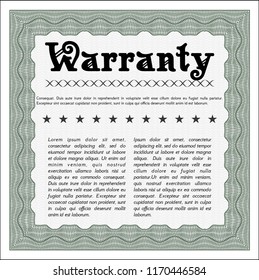 Green Vintage Warranty template. Customizable, Easy to edit and change colors. With guilloche pattern and background. Sophisticated design. 