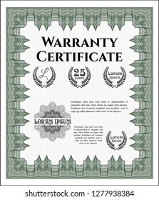 Green Vintage Warranty template. Customizable, Easy to edit and change colors. Printer friendly. Money Pattern. 