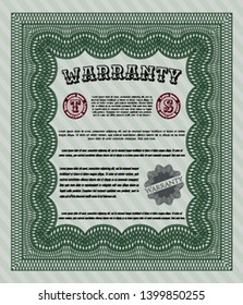 Green Vintage Warranty template. Customizable, Easy to edit and change colors. With complex background. Sophisticated design. 