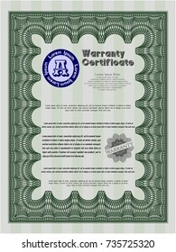 Green Vintage Warranty template. Customizable, Easy to edit and change colors. With complex linear background. Artistry design. 