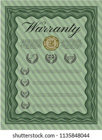 Green Vintage Warranty template. Easy to print. Modern design. Vector illustration. 