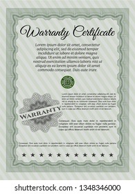 Green Vintage Warranty template. With great quality guilloche pattern. Customizable, Easy to edit and change colors. Sophisticated design. 