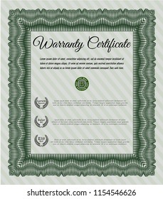 Green Vintage Warranty template. Money design. Customizable, Easy to edit and change colors. Complex background. 