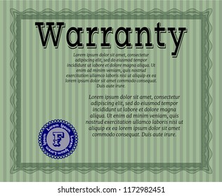 Green Vintage Warranty template. Money Pattern. Customizable, Easy to edit and change colors. With guilloche pattern. 
