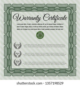 Green Vintage Warranty template. Nice design. With complex background. Customizable, Easy to edit and change colors. 