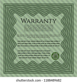 Green Vintage Warranty template. Printer friendly. Customizable, Easy to edit and change colors. Money Pattern. 