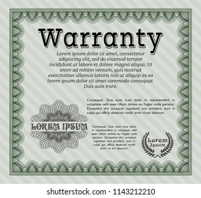 Green Vintage Warranty template. With quality background. Retro design. Customizable, Easy to edit and change colors. 