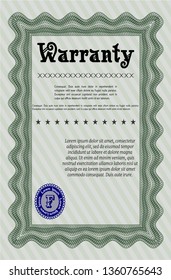 Green Vintage Warranty template. Sophisticated design. With quality background. Customizable, Easy to edit and change colors. 