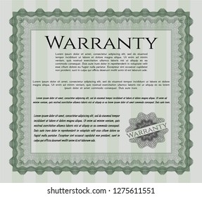 Green Vintage Warranty template. Superior design. With linear background. Vector illustration. 
