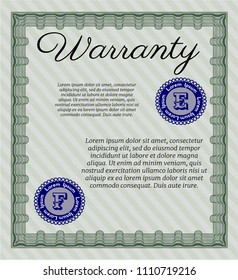  Green Vintage WGreen Warranty. With great quality guilloche pattern. Artistry design. Vector illustration. arranty Certificate template. With quality background. Artistry design. Detailed. 