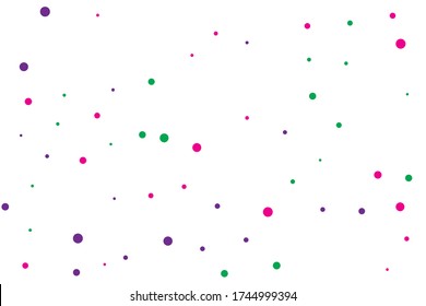 Grüne und violette Kreise konfetti fallen auf transparenten Hintergrund. Rund, Punkt Vektor Hintergrund. Abstrakte bunte Konfetti fliegen in der Luft. Vector Ferien-Illustration mit Kreisen Konfetti.