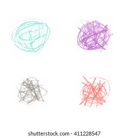 Green, violet, grey and orange vector pencil background banner illustration icon hand drawn. Pencil drawings on white paper.
