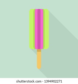 Green violet popsicle icon. Flat illustration of green violet popsicle vector icon for web design