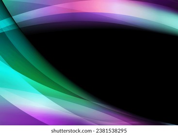 Olas brillantes verdes y violetas abstractas con un fondo elegante. Diseño de vectores