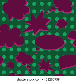 Green and violet vector Colorful Speech Bubbles Pattern. Colored Stickers Seamless Background