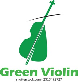 logotipo de color fino del vector del violín verde