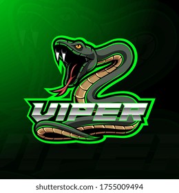 Green viper snake mascot logo design