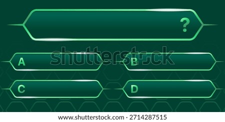 Green virtual quiz interface with multiple choice options