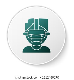 Green Virtual reality glasses icon isolated on white background. Stereoscopic 3d vr mask. White circle button. Vector Illustration