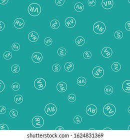 Green Virtual reality glasses icon isolated seamless pattern on green background. Stereoscopic 3d vr mask.  Vector Illustration
