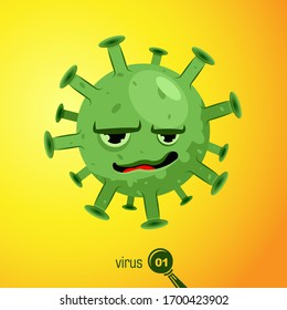 Green virus attack. Colorful image. Vector. The virus is smiling