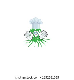 green virus cartoon design with hat