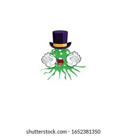 green virus cartoon design with hat