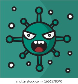 green virus cartoon or icon