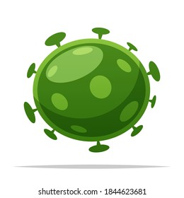 Green virus cartoon vector isolated illustration