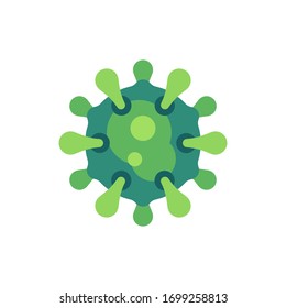 Green virus flat icon. SARS-CoV-2 novel coronavirus vector illustration