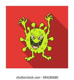 Green virus icon in flat style isolated on white background. Viruses and bacteries symbol stock vector illustration.