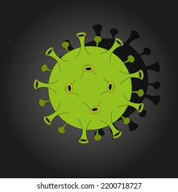 Green virus on a black background. Epidemic coronavirus 2019-nCoV in Wuhan. Acute respiratory viral infection.