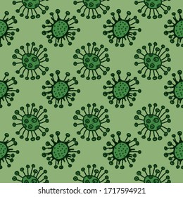 Grünes Virusmuster, Illustration, Vektorgrafik auf weißem Hintergrund