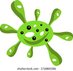 green virus with patterns of white spots and many round black eyes concept of germs and diseases