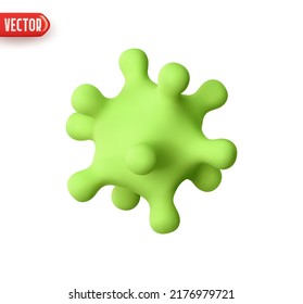 Green virus. Realistic 3d design In plastic cartoon style. Icon isolated on white background. Vector illustration