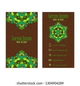 Green Visiting Card, Vector abstract creative business cards set template