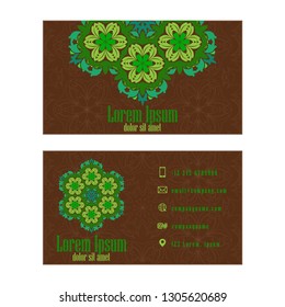Green Visiting Card, Vector abstract creative business cards set template