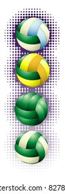 Green volleyballs on the halftone background