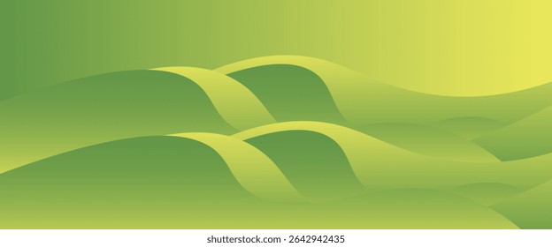 Green volume waves abstract background, nature eco wallpaper or presentation backdrop, abstract