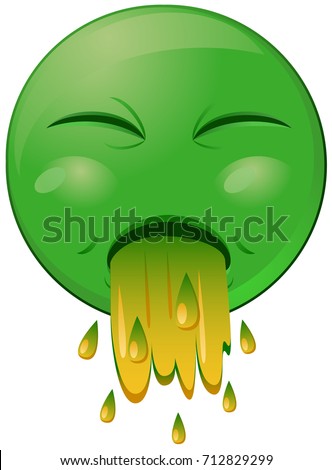 Green vomiting emoji vector icon