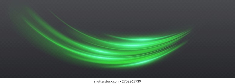 Linhas de vórtice verdes, velocidade e efeito de movimento.