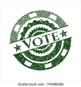 Green Vote distressed rubber grunge stamp