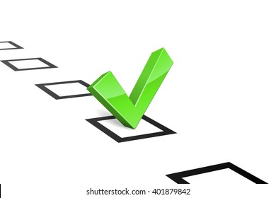 Green vote tick 3D concept image.