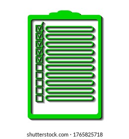 Green voting form and black shadow on a white background, sign for design, vector illustration