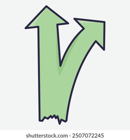 A green V-shaped arrow pointing upward, symbolizing growth or progress.