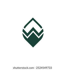 Logotipo Carta W verde. Moderno Resumo do W Inicial com Forma de Licença Simples. Concepção Do Conceito Ecológico.