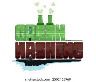 Green Wahing illustration, factory, enterprise, human impact